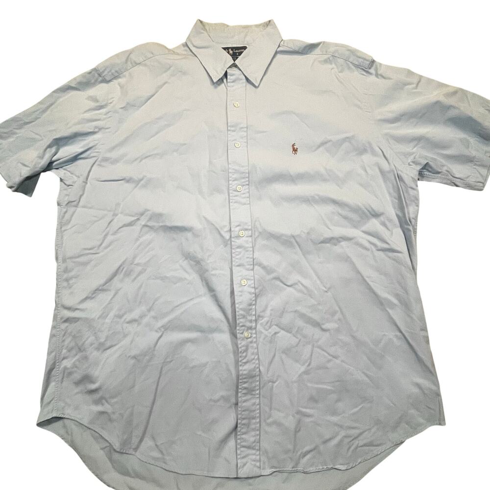 Ralph Lauren Men XL Blake Light Blue Button Down Shirt Short Sleeve Preppy